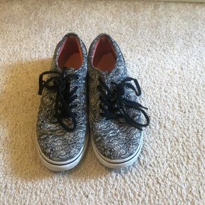 Black and white paisley vans